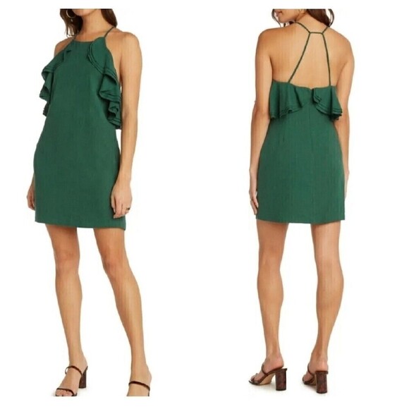 NWT WILLOW Ojai Ruffle Trim Linen Blend Green Women Medium Nordstrom Sundress - Picture 1 of 14